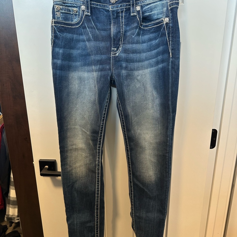 Miss Me Blue Straight Leg Jeans with Classic Fading